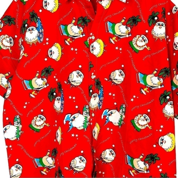 SSLR Men’s Collection Red Merry Christmas Santa Button Front Shirt Size XL - Picture 4 of 6
